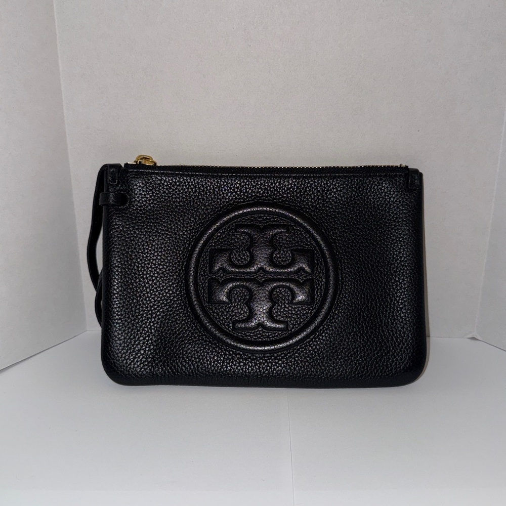 Tory Burch Black Pebbled Leather Pouch